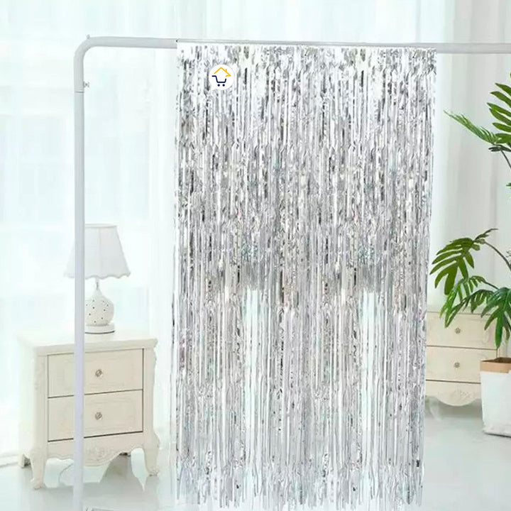 Cortina Metalizada brillante x3 Decoración Fiestas OE111