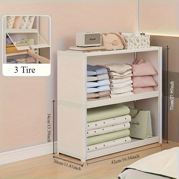 1pc Estante Simple de Doble Fila Creativo, Armario de Almacenamiento Reforzado con Tapa Abatible 5 Niveles Blanco, Estantería Multiusos para Libros