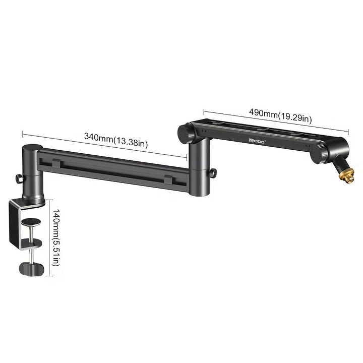 Soporte de Micrófono Ajustable RODD AK-58 con Gestión de Cables, Placa Vertical Extendida de Perfil Grueso para Micrófono de Juegos, Compatible con Conector XLR Negro de Aleación