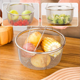 1pc Cesta de malla de acero inoxidable con asa, inserto de vaporizador multifuncional para olla, colador versátil para freír, hervir, cocinar al vapor, con diseño de prevención de escaldaduras, para verduras, mariscos