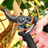 2 piezas de tijeras de poda de jardín de acero de alta carbonatación SK5 con mangos de aleación de aluminio - Hoja doble, afilada, antideslizante, ahorradora de trabajo para árboles frutales y jardinería, podadoras de jardín | Tijeras de acero SK5 | Dise