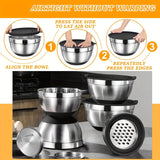 Juego de 22/32 tazones de acero inoxidable con tapa y rallador, anidables, antióxido, aptos para hornear, preparar, cocinar, mezclar ensaladas, servir alimentos, lavavajillas seguro, varios tamaños, ideal para Navidad, perfecto para Acción de Gracias