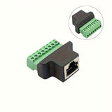 1 Par RJ45 a bloque terminal de tornillo de 8 pines Conector macho hembra Ethernet RJ45 Macho hembra a 8 pines Bloque terminal de tornillo Adaptador de red para CCTV DVR