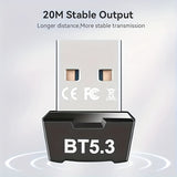 Adaptador de Red sin varillas USB-B 5.3 - Plug & Play para Windows 11/10/8.1, Diseño de Doble Antena, Control por App, Compatible con PC/Laptop/Auriculares/Tarjetas Teclado/Mouse/Altavoces, Desciende Automáticamente a 5.2/5.1/5.0/4.2/4.1/4.0, Adaptador W