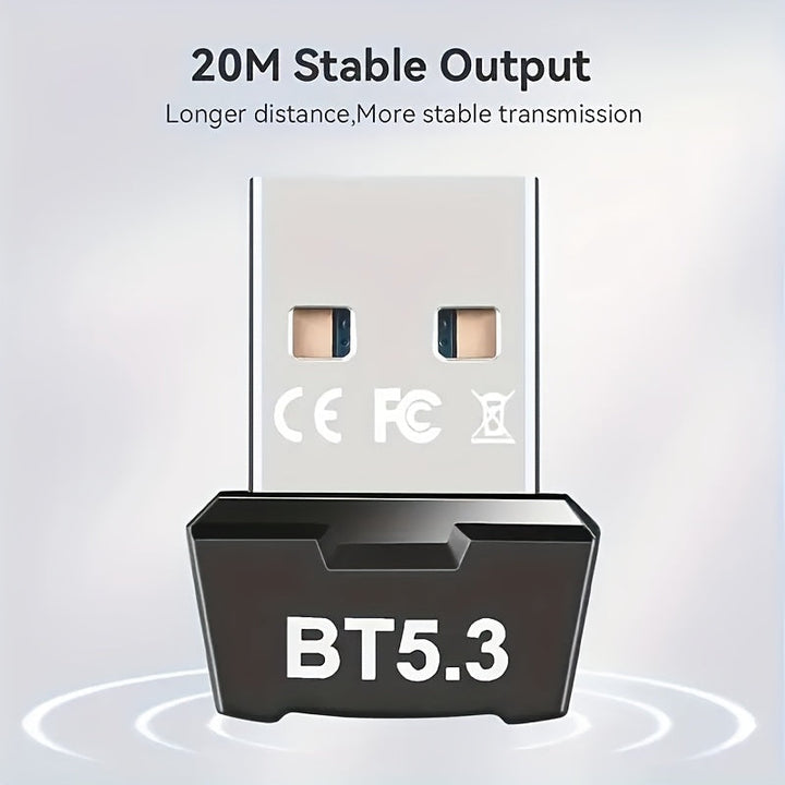 Adaptador de Red sin varillas USB-B 5.3 - Plug & Play para Windows 11/10/8.1, Diseño de Doble Antena, Control por App, Compatible con PC/Laptop/Auriculares/Tarjetas Teclado/Mouse/Altavoces, Desciende Automáticamente a 5.2/5.1/5.0/4.2/4.1/4.0, Adaptador W