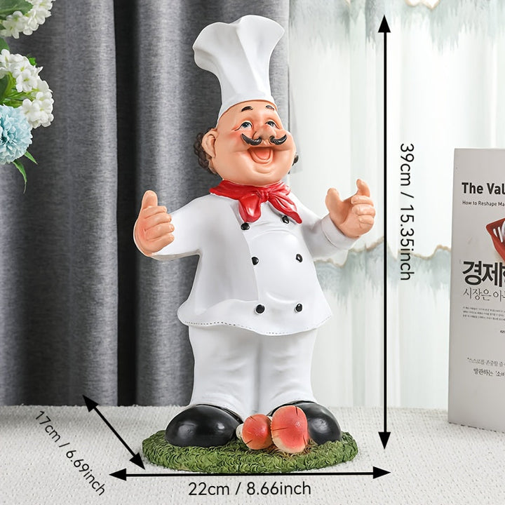 Soporte para Vino con Estatua de Chef Creativo de 1 Pieza - Decoración de Cocina en Resina con Doble Soportes para Botellas, Elegante Adorno Interior para Sala o Comedor