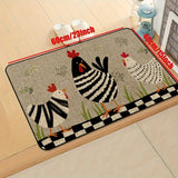 1pc Alfombra de Cocina Rústica de Secado Rápido con Estampado de Pollo 3D – Antideslizante, Poliéster Duradero para Decoración del Hogar, Baño y Uso Interior, Alfombra de Suelo de Cocina