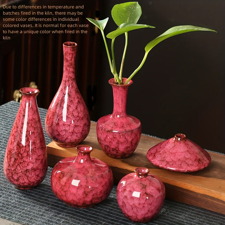 Juego de 6 floreros de cerámica estilo Art Deco, diseño moderno y minimalista con esmalte de horno cambiante, patrón de nubes, decoración para sala y dormitorio, bien empacados