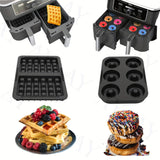 Tamaño compacto/2 piezas Moldes de silicona reutilizables para waffle donut antiadherentes para modelos Ninja AF400EU AF451EU SL400EU AF500DE y muchos otros accesorios de freidora de aire para horno