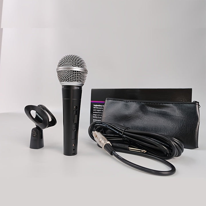 Microfono Dinámico SM58 Profesional - Construcción Robusta, Rejilla de Reducción de Ruido, Compatible con USB (Sin Necesidad de Pilas) - Ideal para Conciertos en Vivo, Karaoke, Podcasts, Iglesias y Estudios Caseros - Perfecto para Profesionales y Princip