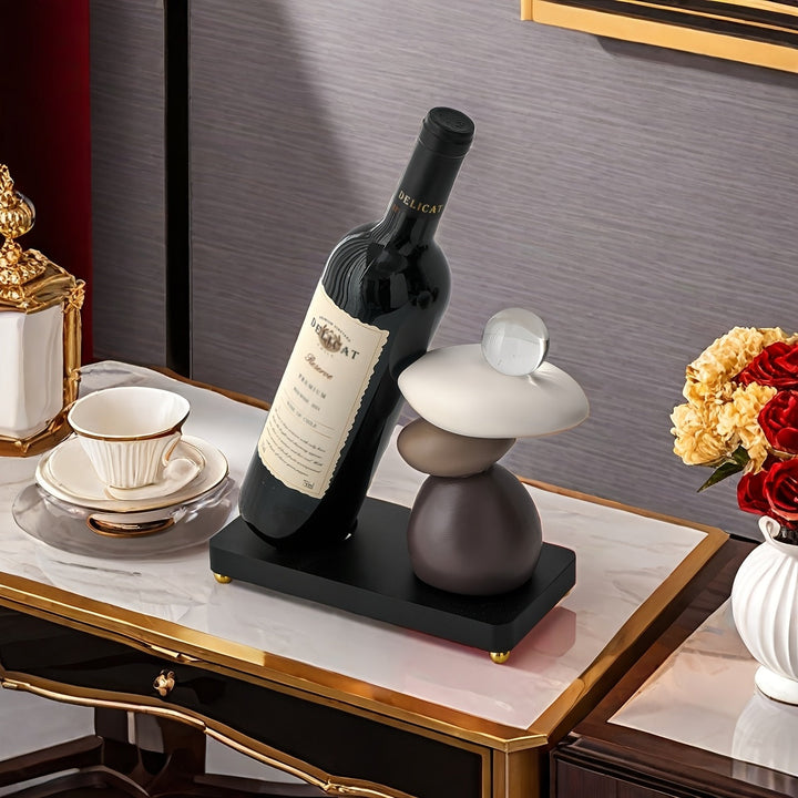 Rack de Vino de Resina Moderno | Diseño Apilable con Acabado Elegante | Exhibición Artística para Mesa en Sala de Estar y Comedor | Pieza Decorativa Minimalista para el Hogar | Ideal para Aficionados al Vino