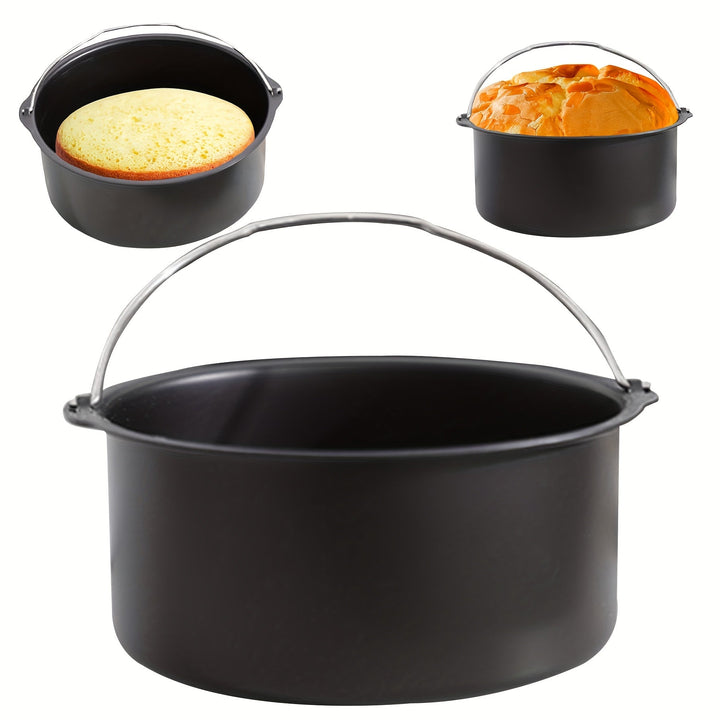 Sartén de horno de aire frito de acero al carbono no adherente de 7 pulgadas - Tamaño medio, ideal para pasteles y alimentos fritos, accesorios duraderos para horno de aire frito y cocina, accesorios para horno de aire frito.