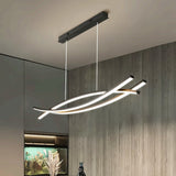 Linterna Colgante Lineal, Lámpara de Techo LED Regulable, Araña Moderna Curva para Comedor