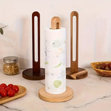 1pc Soporte de Madera de Acacia para Rollo de Papel Cocina - Estante de Almacenamiento sin Necesidad de Taladrar, para Papel y Película Transparente