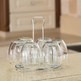 Soporte para tazas de acero inoxidable con base alta, elegante porta vasos de metal, escurridor para mostrador de cocina, organizador de tazas