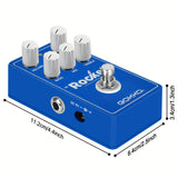 GOKKO GK-45 Pedal de Guitarra Distorsión Rocket - True Bypass, Alimentación USB, Azul - Construcción Robusta para Guitarra Eléctrica/Bajo - Controles de Ganancia, Medios y Agudos - Compatible con Pedales y Amplificadores, Marca Audaz, Diseño Metálico Res