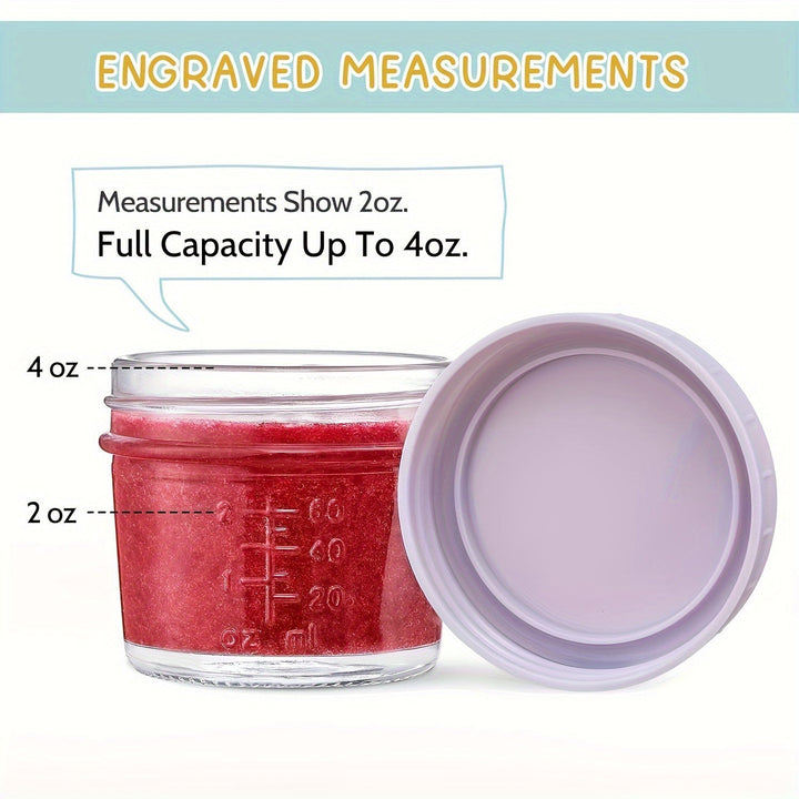 Juego de 6/12 piezas, Recipiente para Almacenamiento de Alimentos de Vidrio de 120 ml/4 oz, Reutilizable, Apto para Microondas, Lavavajillas y Congelador, Antifugas