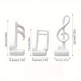 Juego de 3 piezas de figuras de resina con notas musicales - Diseños elegantes de clave de sol blanco y negro, ideales para decoración del hogar y la oficina, regalo perfecto para los amantes de la música, uso interior y exterior, no requiere energía.