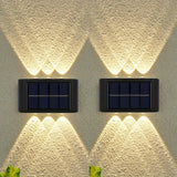 2 piezas de luces solares LED para exteriores, luz solar para jardín, calle, paisaje, balcón, decoración, fácil instalación, luces de pared solares para jardín, entrada y acceso