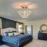 1 Moderno E26 Pequeño Cristal de Candelabro Semi Empotrado Luz de Techo, Adecuado para Luces de Techo de Granja, Pasillos, Dormitorios, Baños, Armarios, Dormitorios, Vestíbulos y Otras Luces de Techo Doradas