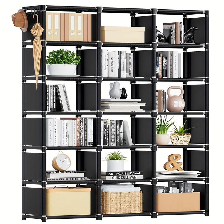Organizador de Almacenamiento para Libros de Metal de 18 Cubos - Unidad de Estantería Rectangular Alta para Dormitorio, Sala de Estar, Oficina en Casa y Organización del Armario