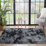 1pc Alfombra de Felpa Suave para Dormitorio, Alfombra de Poliéster Antideslizante, Estera Rectangular Negra para Sala de Estar, Decoración Festiva de Interior, Solo Limpieza en Seco