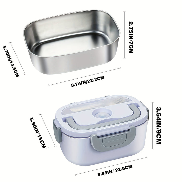 Recalentador de Comida Eléctrico Portátil, Caja Térmica para Auto en Acero Inoxidable 304, Ideal para Conducción/Trabajo/Regalo y Vuelta al Colegio
