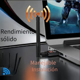 Adaptador de red USB-C 600MB de doble banda 2,4G y 5,8G inalámbrico, adaptador de red USB portátil para PC de escritorio y portátil, frecuencia de 2,4 GHz, frecuencia de 5,8 GHz, no requiere batería, accesorio de red | Diseño USB elegante | Control de ap