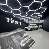 Luz de garaje hexagonal LED, luz comercial super brillante, luz de tubo de forma DIY, luz de techo LED super brillante de rejilla para garaje, centro comercial, peluquería, salón de belleza.