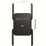 Repetidor Amplificador de WiFi - Amplifica Señal Inalámbrico hasta 4500sq.ft, Soporta 30+ Dispositivos, Puerto Ethernet, Botón WPS/Reset, Negro, Diseño Cómpacto para Fácil Instalación, Repetidor Amplificador de Señal WiFi para Hogar