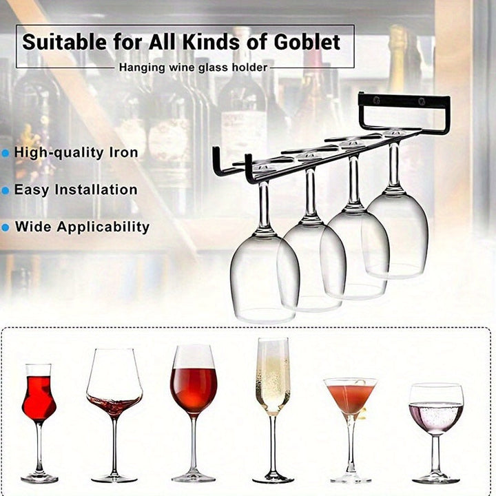 3 piezas, Portavasos colgantes de vino tinto Copa colgante invertida Soporte de copa colgante para el hogar Soporte de copa de vino de una sola fila Copa de vino tinto de 30 cm