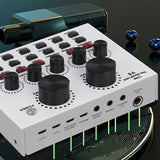 Interfaz de sonido V8 con cambiador de voz - Alimentado por USB, batería recargable de 500mAh, tarjeta de sonido negra ABS para grabación de PC, canto, transmisión y juegos, incluye micrófono y jacks de auriculares, tarjeta de sonido para juegos | Tarjet