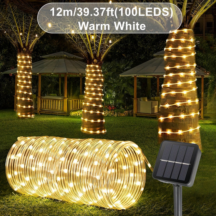 WELPUR Luces LED Solares de Hadas - Tira de Luz Solar IP44 de 22.0m/12.0m/7.0m con 8 Modos, 50/100/200 LEDs, Decoración Navideña para Jardín, Árbol, Barra y Restaurante, Ambiente Festivo, Construcción Duradera, Iluminación Cálida, Decoración Hogareña