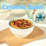 4 piezas de tazas de arroz de cerámica Stitch 11,8 onzas, tazón pequeño de fideos, regalo, tazones de servicio de vajilla de cocina con diseño para cereales, sopas, postres, snacks, frutas, ensaladas