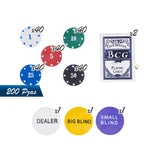 Set Póker Juego De Cartas Naipes 200 Fichas Tapete HD4154