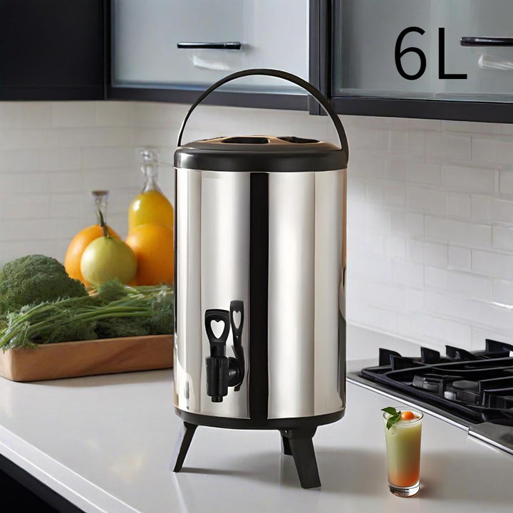 1 pieza, Dispensador de té aislado de acero inoxidable, cubo de hielo versátil para beber al aire libre, cubo térmico de gran capacidad para leche con diseño de tapa de múltiples capas, base plegable para uso comercial, equipado con asa para agregar hiel