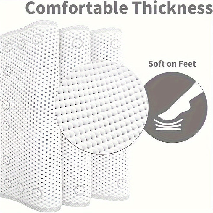 Tapete de baño antideslizante de PVC con ventosas para bañera y ducha - Cómodo tapete de bañera de espuma, fácil drenaje, diseño sin desbordamiento, apto para niños y adultos (1 unidad)