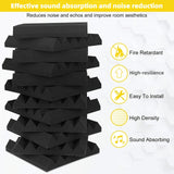 Paquete de 24 Paneles Acústicos Ignífugos de Alta Densidad Negros 30*30*5 cm, Ideales para Paredes de Salas de Conferencias, Oficinas, Estudios en Casa, Grifos y Cines - Aislamiento Acústico