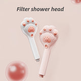 1 cabezal de ducha portátil presurizado, diseño de pata de gato, hermoso y moderno, cabezal de ducha con filtro de masaje ajustable en 3 modos, adecuado para baño, montaje en pared y colgante, material plástico, regalo ideal para amantes de los gatos