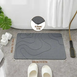 Alfombrilla de baño de diatomea caliente de primera calidad - Alfombrilla de piso antideslizante ultraabsorbente y de secado rápido para baño, ducha, bañera, cocina - Beige con diseño de onda negra, solo lavado a mano, alfombrilla de baño