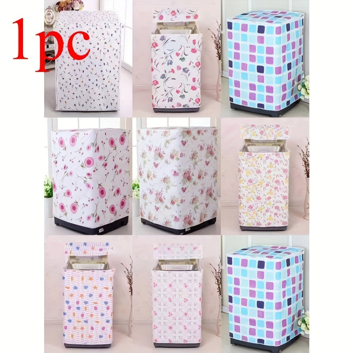 Tapa de lavadora PE - Diseño moderno floral y geométrico, cubierta duradera y resistente al polvo que no se desvanece para lavadoras de carga frontal y lavado de un solo golpe, patrones de hojas vibrantes, se adapta a balcones y espacios de vida, portáti