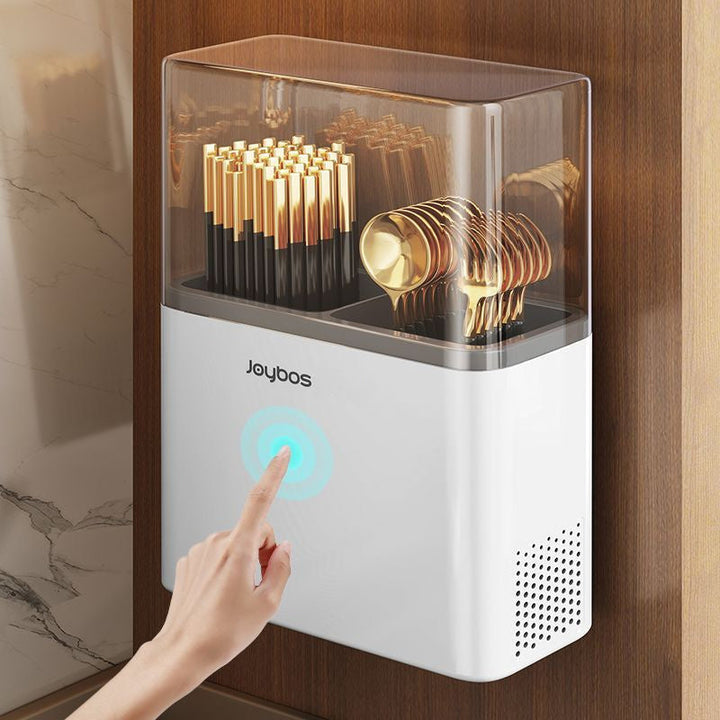 Joybos Caja de Almacenamiento para Utensilios Montada en la Pared, Porta Palillos con Cubierta Antipolvo y Drenaje, Organizador Multifuncional de Cubertería, Contenedor Multiusos para el Hogar y Baño, Regalo del Día del Padre
