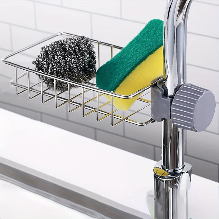 Organizador de esponjas para grifo de cocina, jabonera y porta cepillos de acero inoxidable, ideal para baño o cocina
