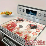 1pc Alfombra de Cocina Japonesa - Diseño Tradicional Geisha y Farolillo, Protector para Estufas, Tapete Lavadora/Secadora, Base Decorativa para Encimera - Fácil de Limpiar, Compatible con Placas Eléctricas y de Gas, Cubierta para Superficies de Electrodo