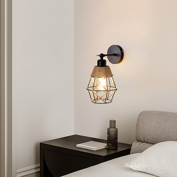 1 lámpara de pared estilo tropical retro rural, ángulo ajustable, base E27, para sala, dormitorio o pasillo (sin bombilla)