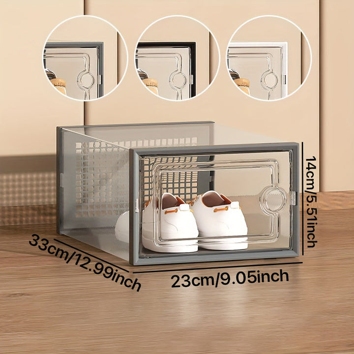 12 piezas de Cajas de Almacenamiento Plásticas Estilo Clásico con Tapa, Organizadores Apilables, Armario para Zapatos Transparente, Adecuado para el Hogar, Vitrina de Armario, Contenedores de Organización Doméstica y Cajas para Botas y Zapatos, Verano, T