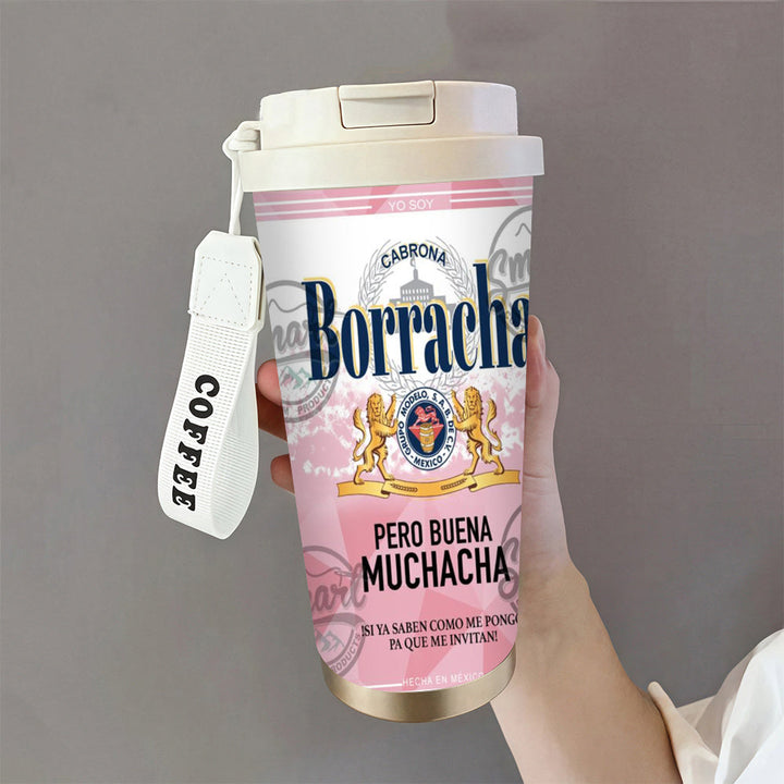 Taza térmica de acero inoxidable de 18 oz (1 pieza) con tapa, doble pared al vacío, antiderrames, con asa, ideal para viajes, reutilizable, regalo perfecto para el Día de la Madre, Día del Padre, graduación y todas las estaciones