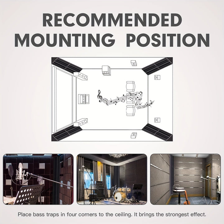 16 piezas de trampas acústicas AUSLET negras, 28.14 cm x 20.02 cm x 20.02 cm - Paneles insonorizantes ignífugos de alta densidad para estudio, sala de piano, sala de juegos, teatro y oficina en casa, tratamiento de paredes y techos | Paneles elegantes en