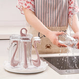 Soporte Giratorio 360° para Vasos en Forma de Cisne, con 6 Asas y Bandeja de Drenaje, Apto para Cristalería, Jarras de Cerveza y Más, Diseño Desmontable y Rápido Secado, Accesorio Decorativo y Organizador para Cocina