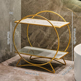 Organizador de baño de doble nivel DONGZHANGGUI con base de orejas de gato elegante - Elegantes estantes de metal para cosméticos, cuidado de la piel y perfumes - Acabado de laca, ideal para un baño moderno, organizadores y almacenamiento de baño.